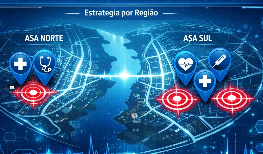 Saiba como posicionar consultório médico em regiões específicas de Brasília, quais estratégias digitais funcionam para cada região administrativa e como aparecer nas buscas locais de bairro antes da concorrência.