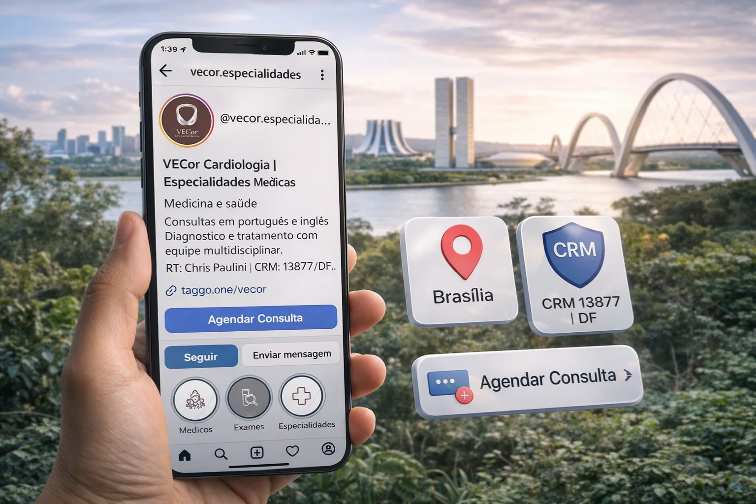 O que colocar na bio do Instagram de uma clínica em Brasília